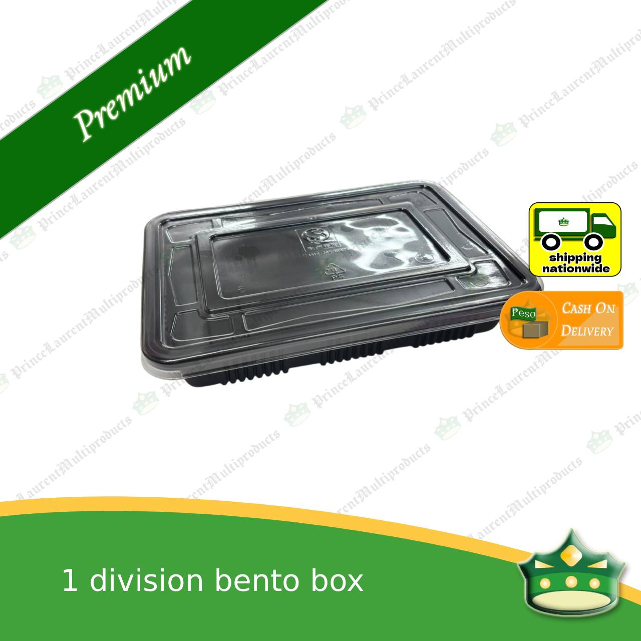 [50 pcs] 1 division bento box black body with clear lid for bento meals food packs rice fruits desserts viands combination meals
