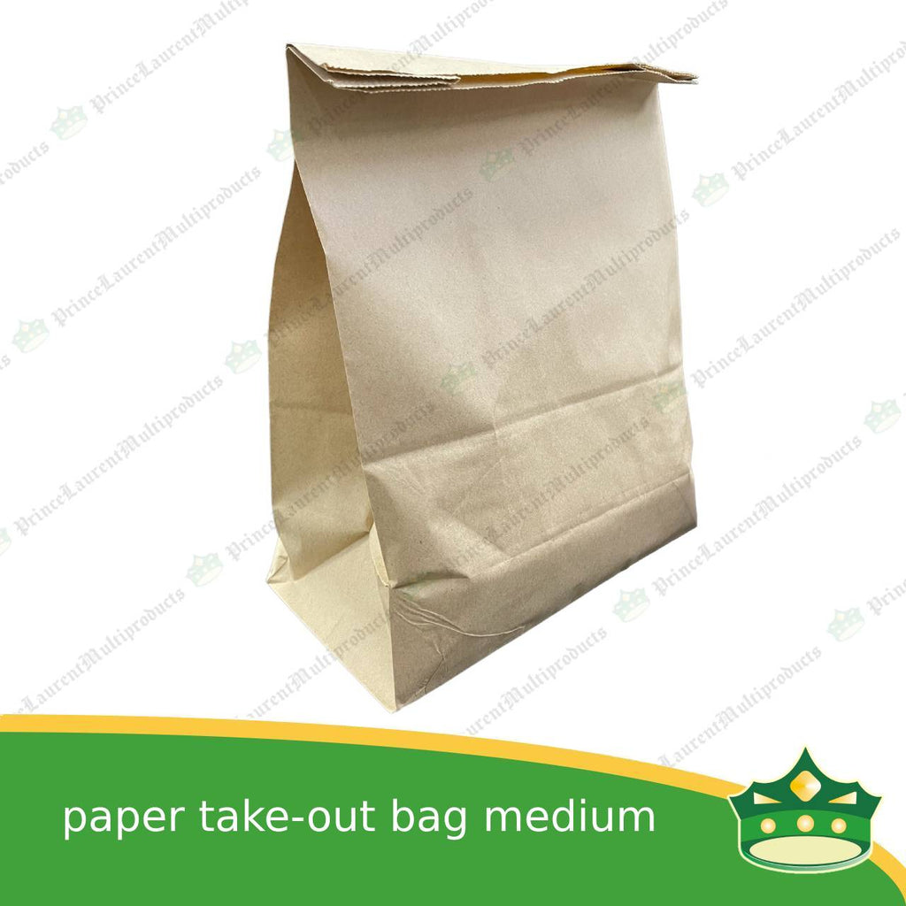 [100 pcs] paper take out bag medium for take away and delivery packaging perfect fit for paper food boxes