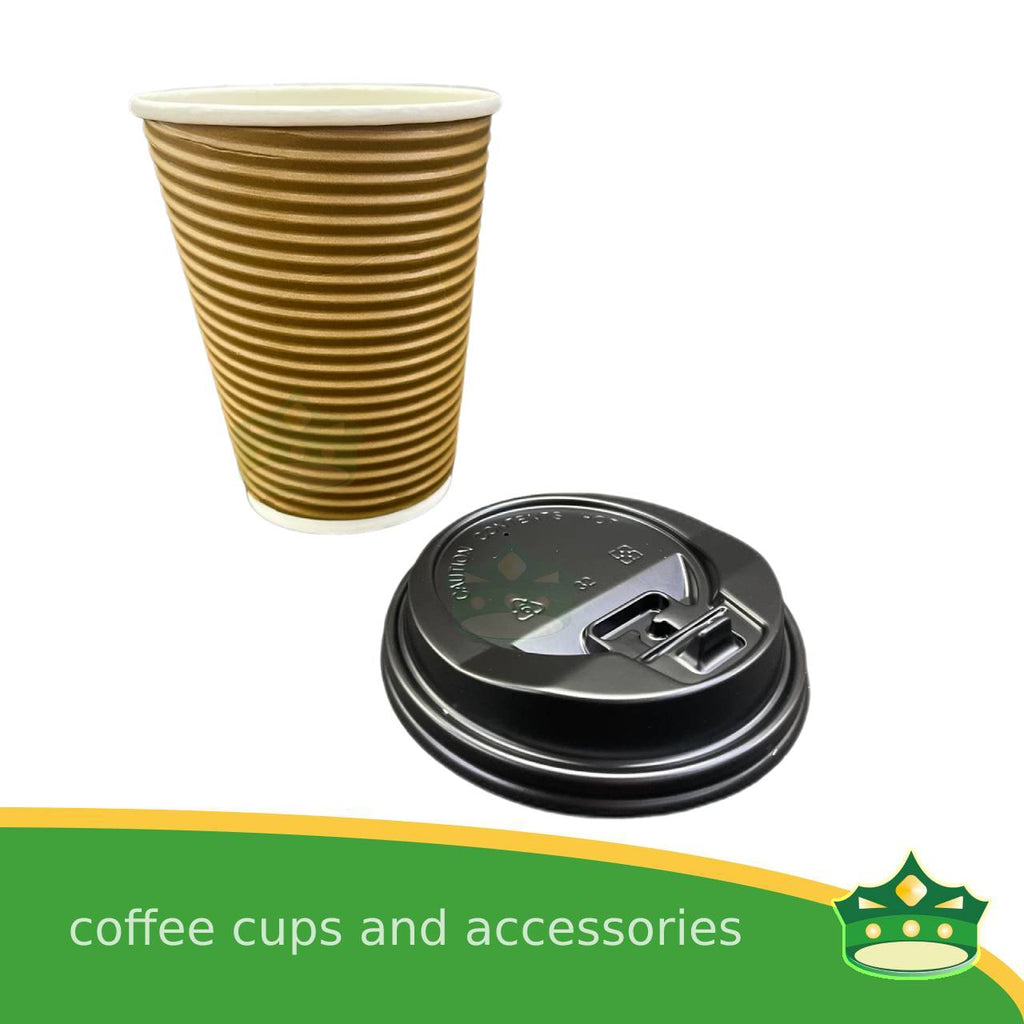 [25 pcs] rippled coffee cup brown 9oz or 14oz for brew coffee, brew tea, hot chocolate or any hot beverages