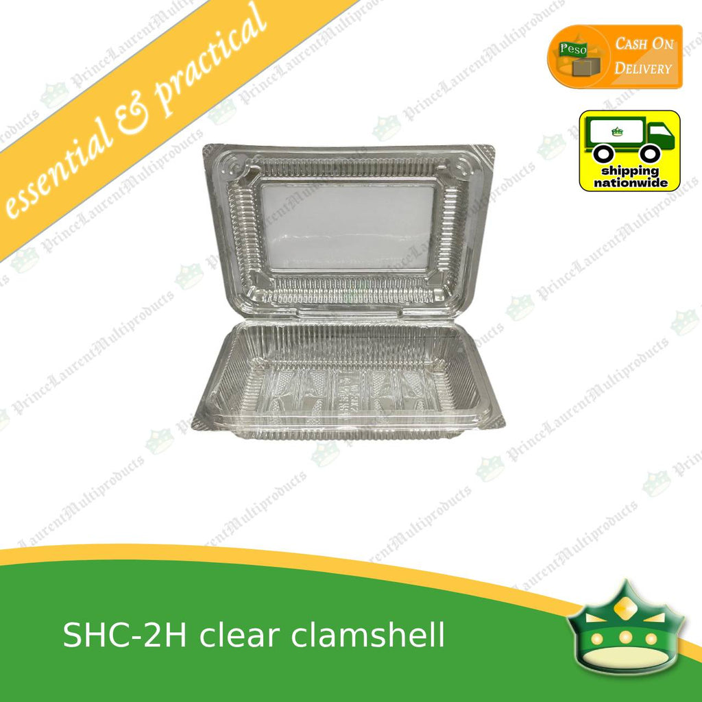 [50 pcs] clear clamshell SHC-2H C201 OPS clearview food containers for any food products, leche flans, tarts, macaroons, salad, fruits, baked goods