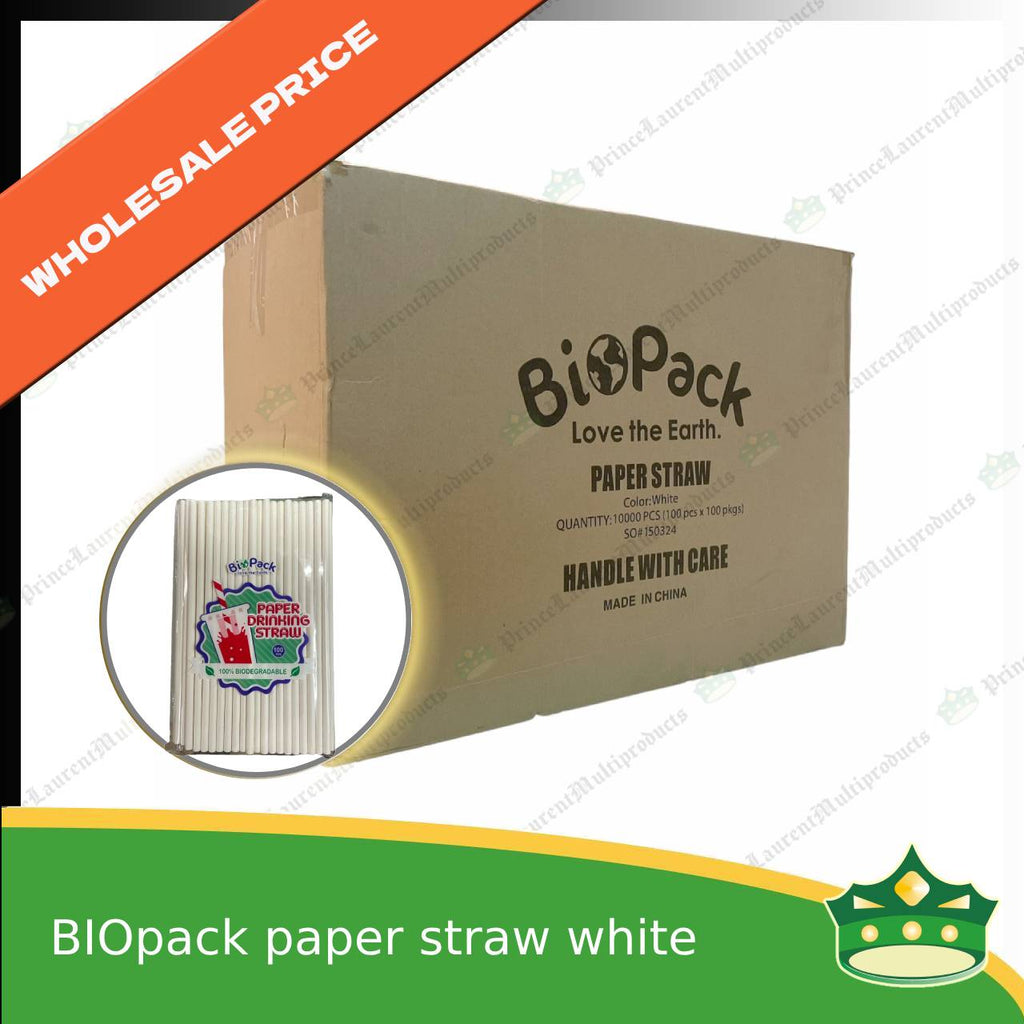 [1 case] Drinking paper straw white 0.5cm for milk shakes, juices and other cold beverages