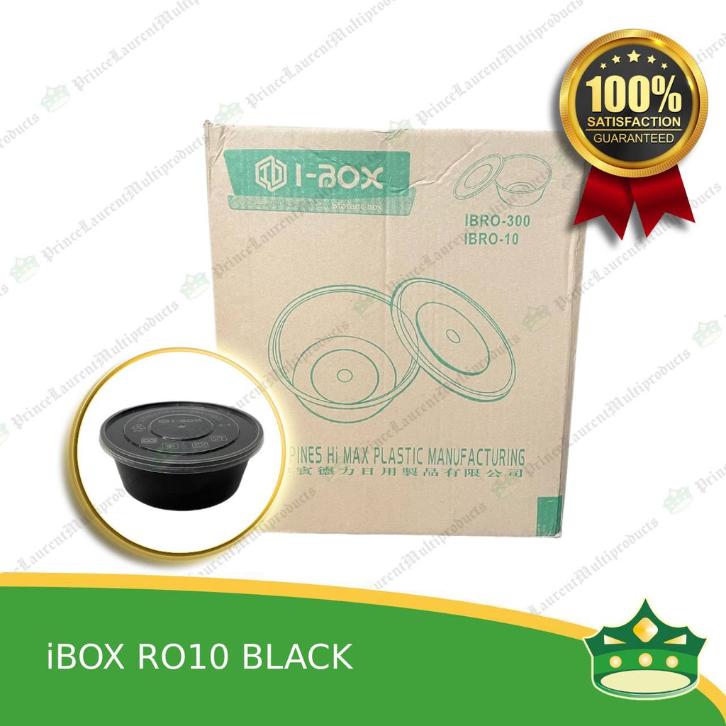 [450 pcs] IBOX brand ro10 BLACK microwavable plastic round containers take out for meals and other food products