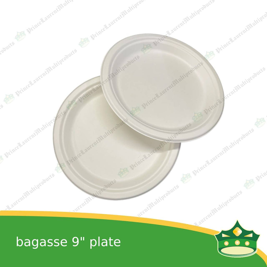 [50 pcs] bagasse 9 inch serving plate party compostable biodegradable plato for meals, rice toppings, catering food, parties, celebration, birthdays