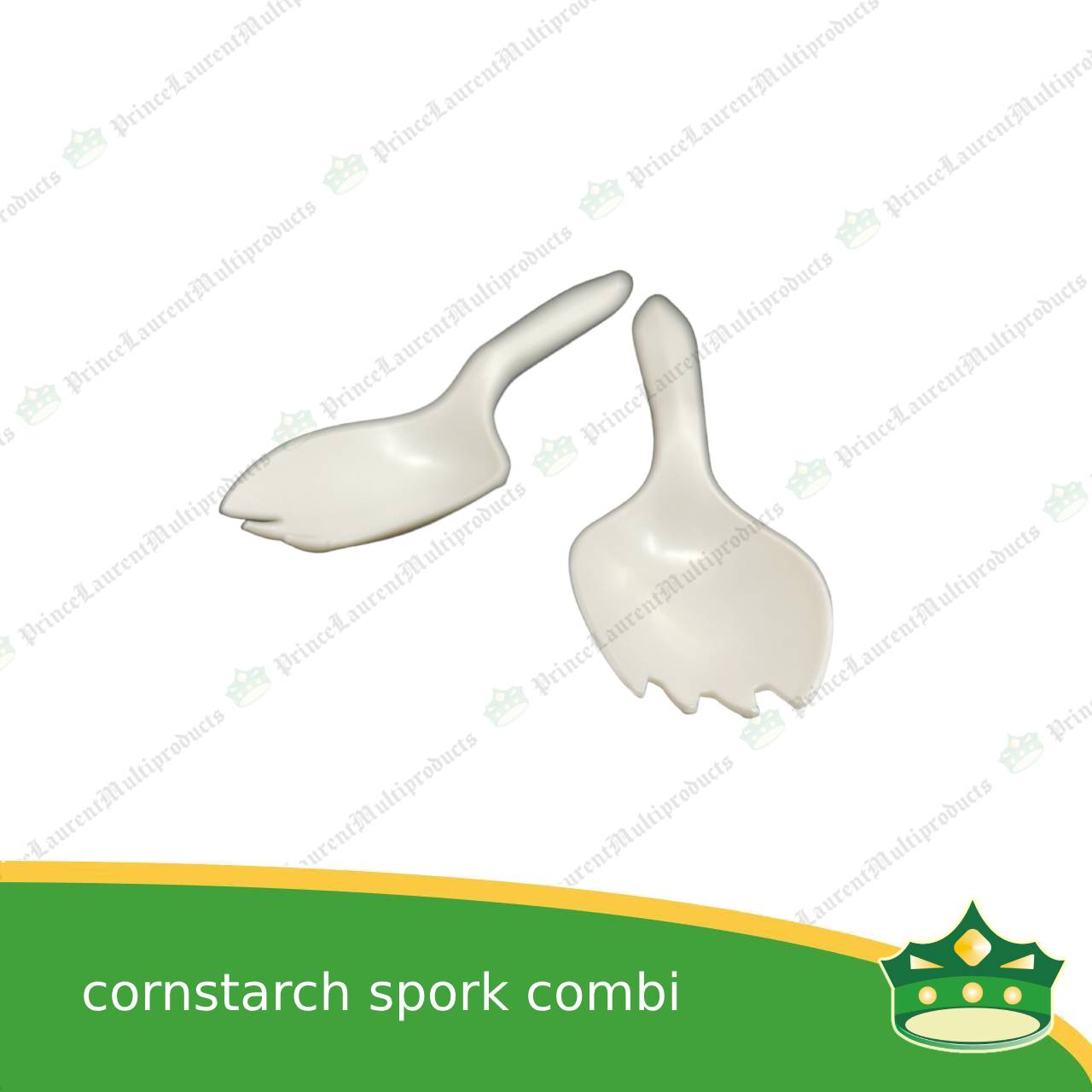 [25 pcs] compostable cornstarch spork combination biodegradable disposable for takeout utensils