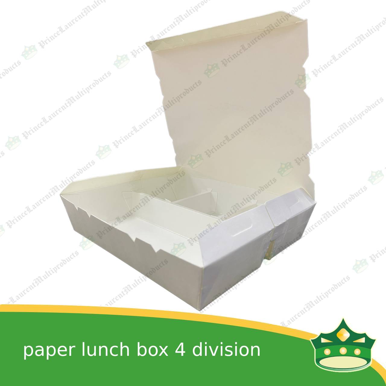 [25 pcs] BIG paper lunch box 4 division white laminated leak proof for big partition meals or bento boxes, take-out, packed meal, catered meal, combo rice viand fruit dessert with partition