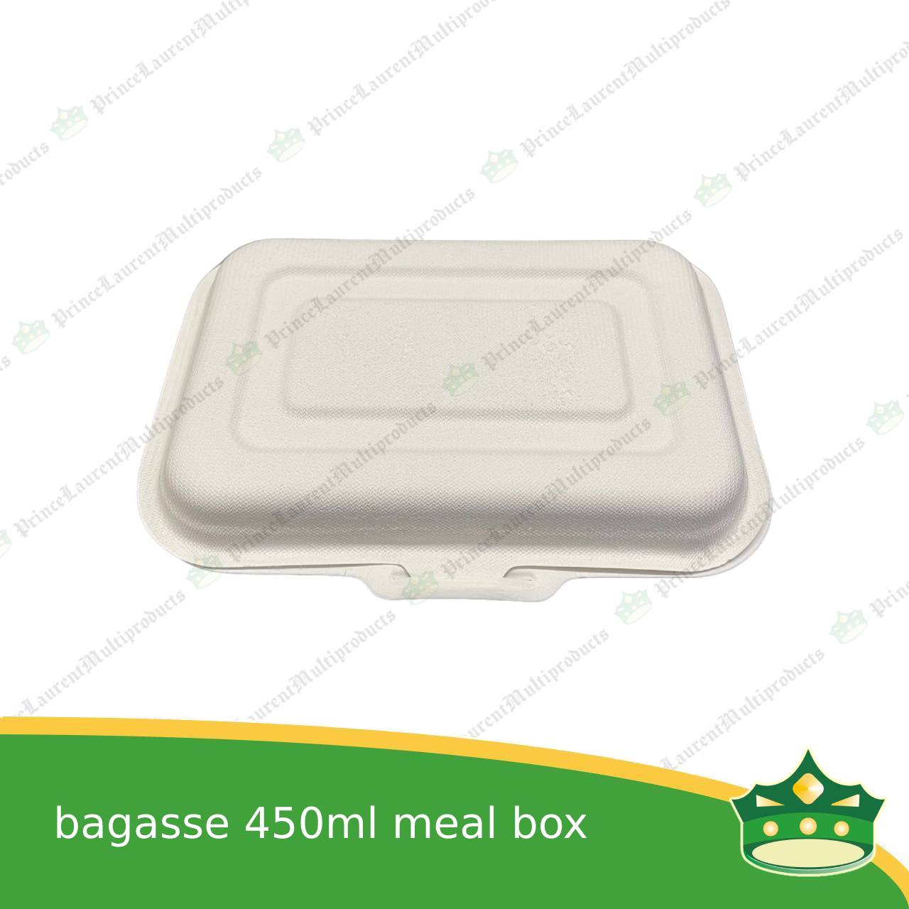[50 pcs] bagasse 450ml meal box paper take out food box compostable biodegradable take away boxes for meals, rice toppings, catering food