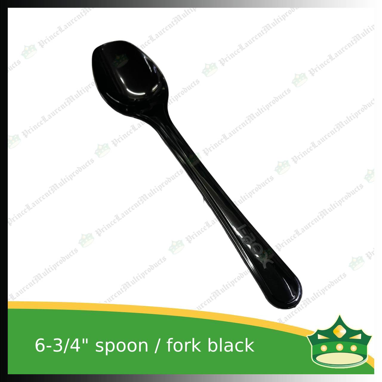 [25 pcs] iBox premium plastic hard spoon or fork black 6.75 inches length disposable cutleries for parties events and celebration