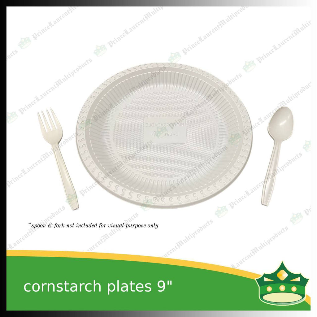 [50 pcs] 9 inch plate compostable cornstarch biodegradable serving plate