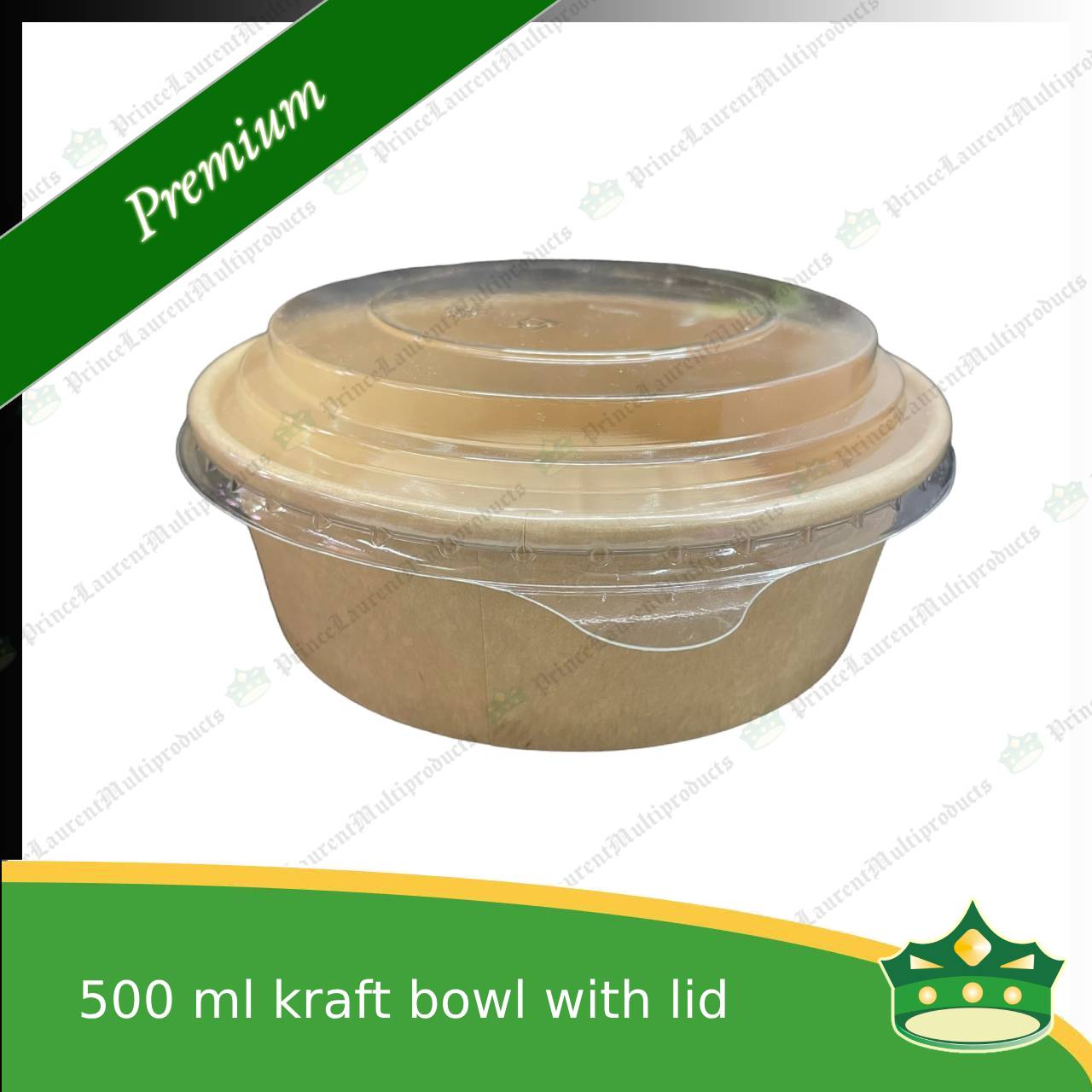 [50 pcs] kraft bowl with lid 500cc laminated wide mouth for salad, rice meal, other food products