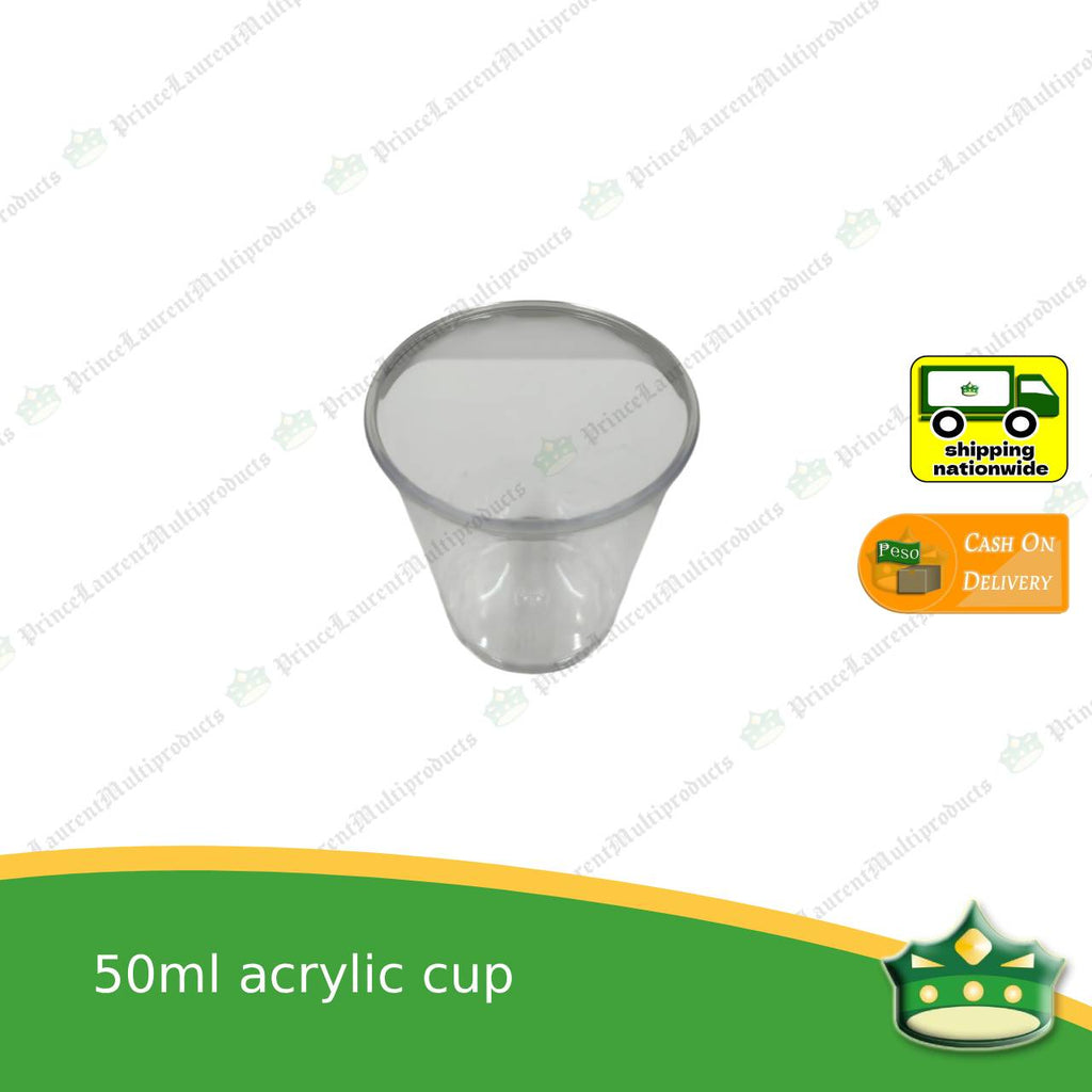 [50 pcs] acrylic cup 50ml for shots or testers, clear, stackable, disposable, 50ml capacity, suitable for serving shots or testers, kitchen or bar scene.