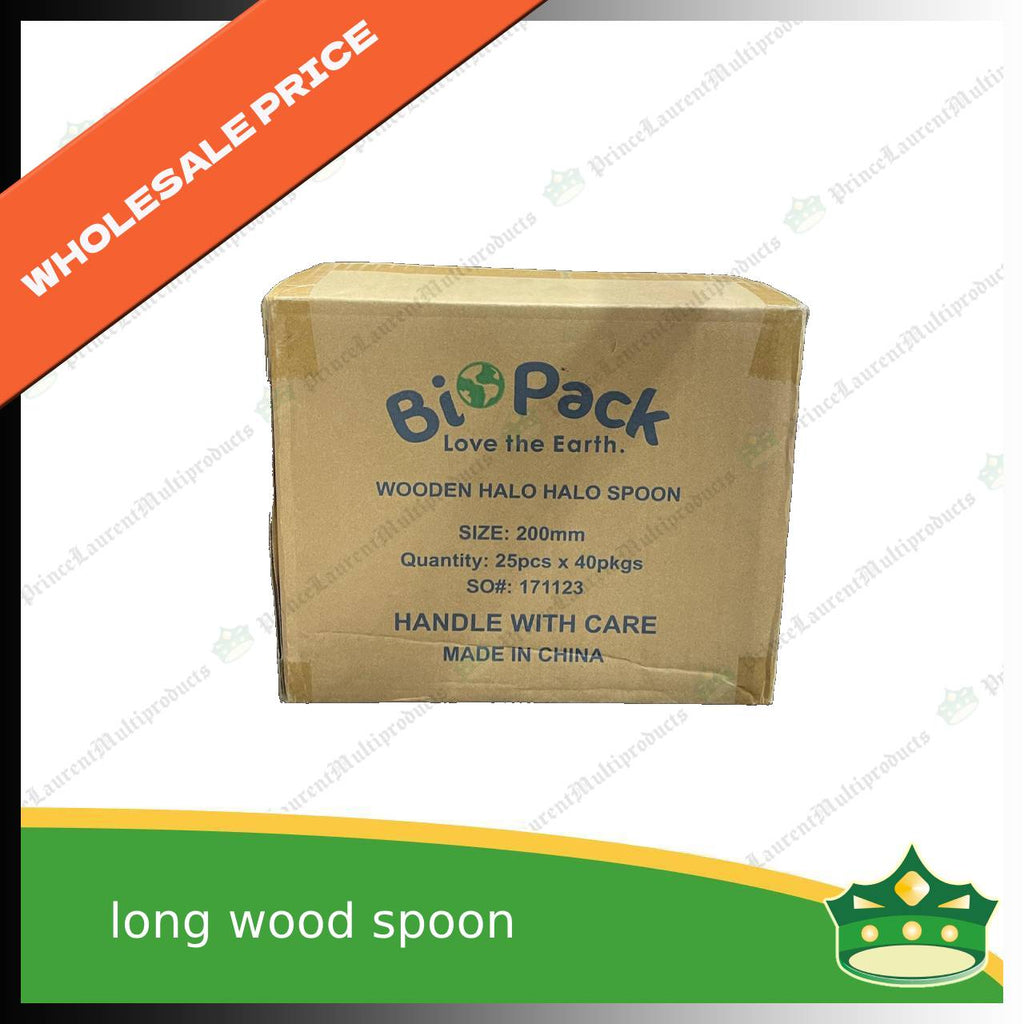 [1 case] halo halo wooden spoon long 20cm disposable biodegradable cutleries as spoon for halo-halo