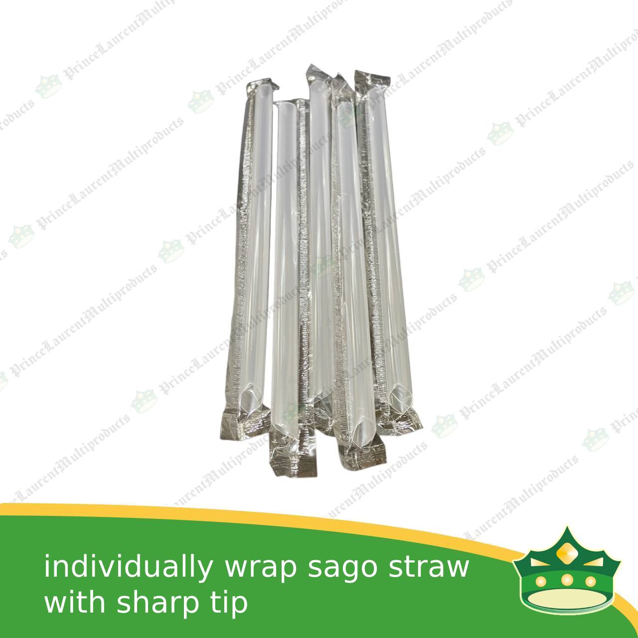 [100 pcs] plastic straw boba sago straw 12mm hole with sharp pointed tip with individual wrap for milktea, shakes, boba, cold drinks, juices, milkshakes