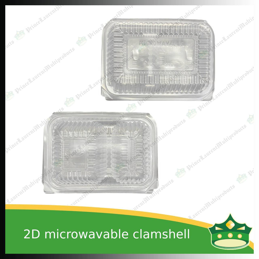 [50 pcs] 2 division plastic pp microwavable clamshell for food catering service, food box with partition