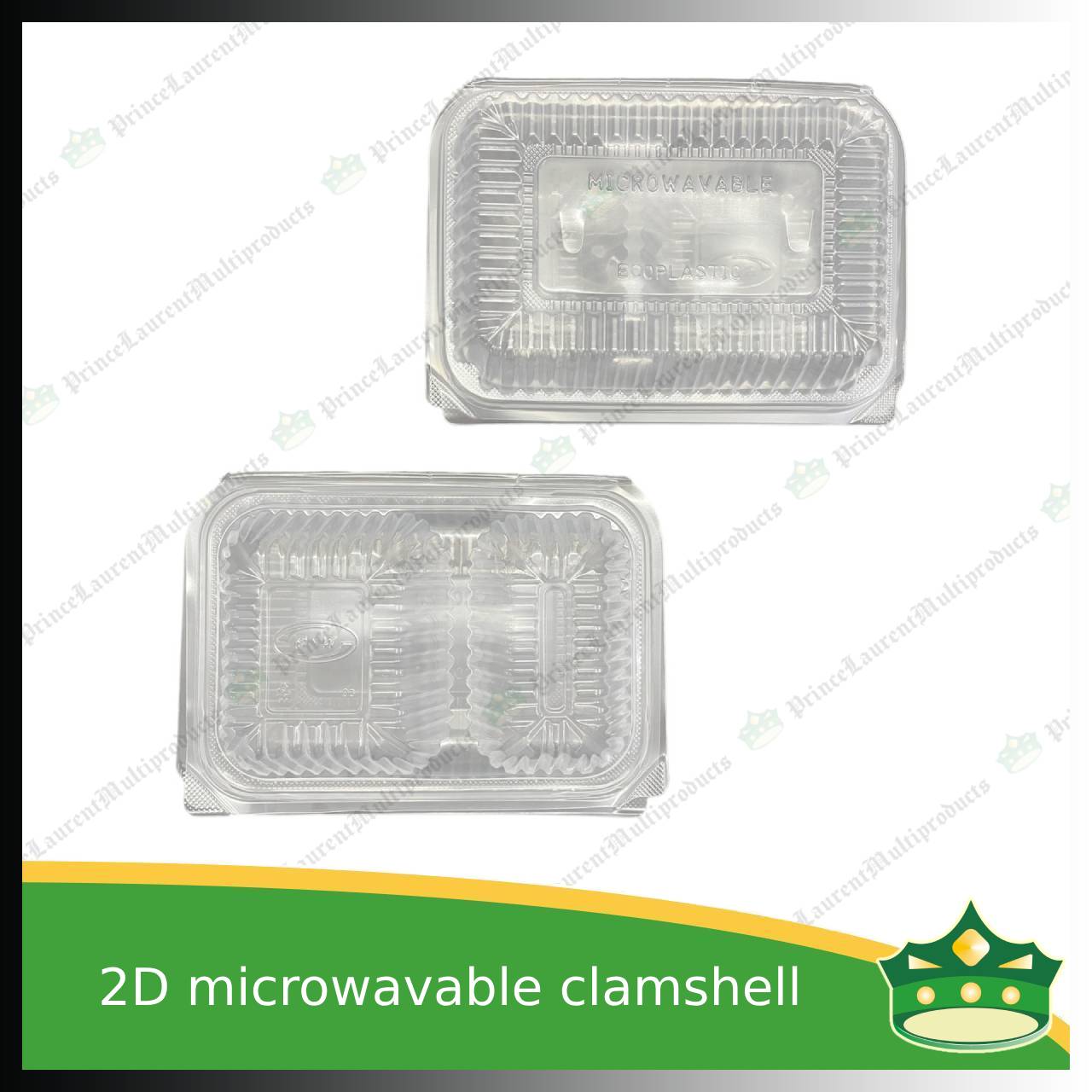 [50 pcs] 2 division plastic pp microwavable clamshell for food catering service, food box with partition