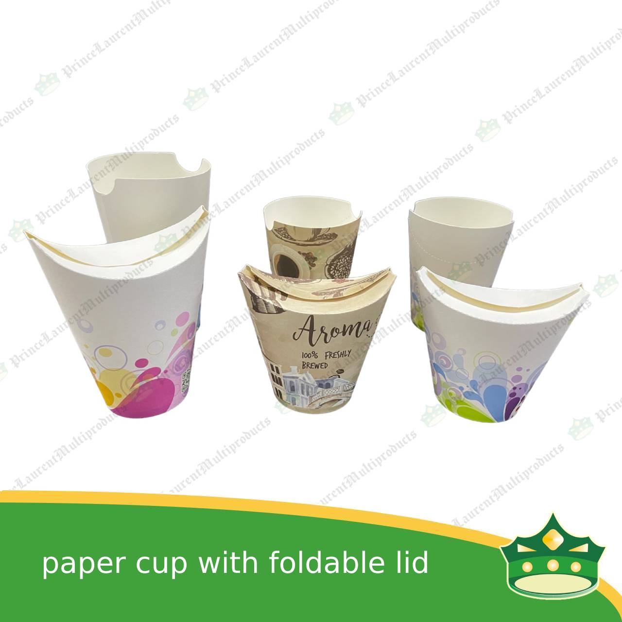 [50 pcs] paper cup with foldable lid for small cup take outs, taste test, promotional cups