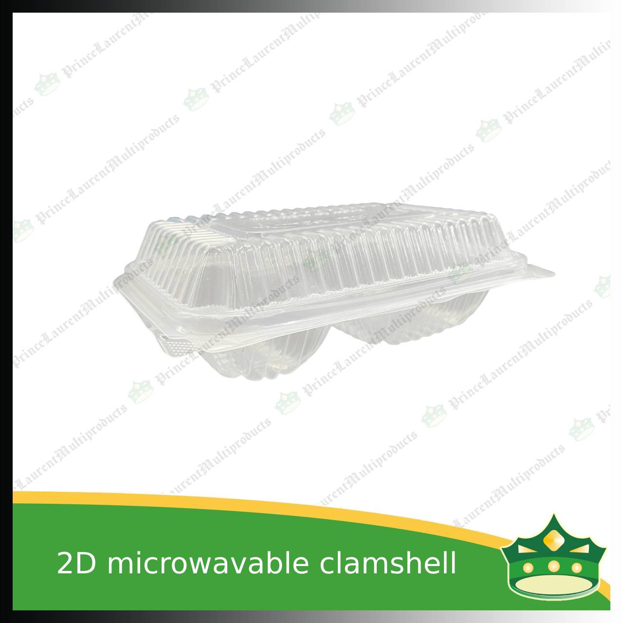 [50 pcs] 2 division plastic pp microwavable clamshell for food catering service, food box with partition