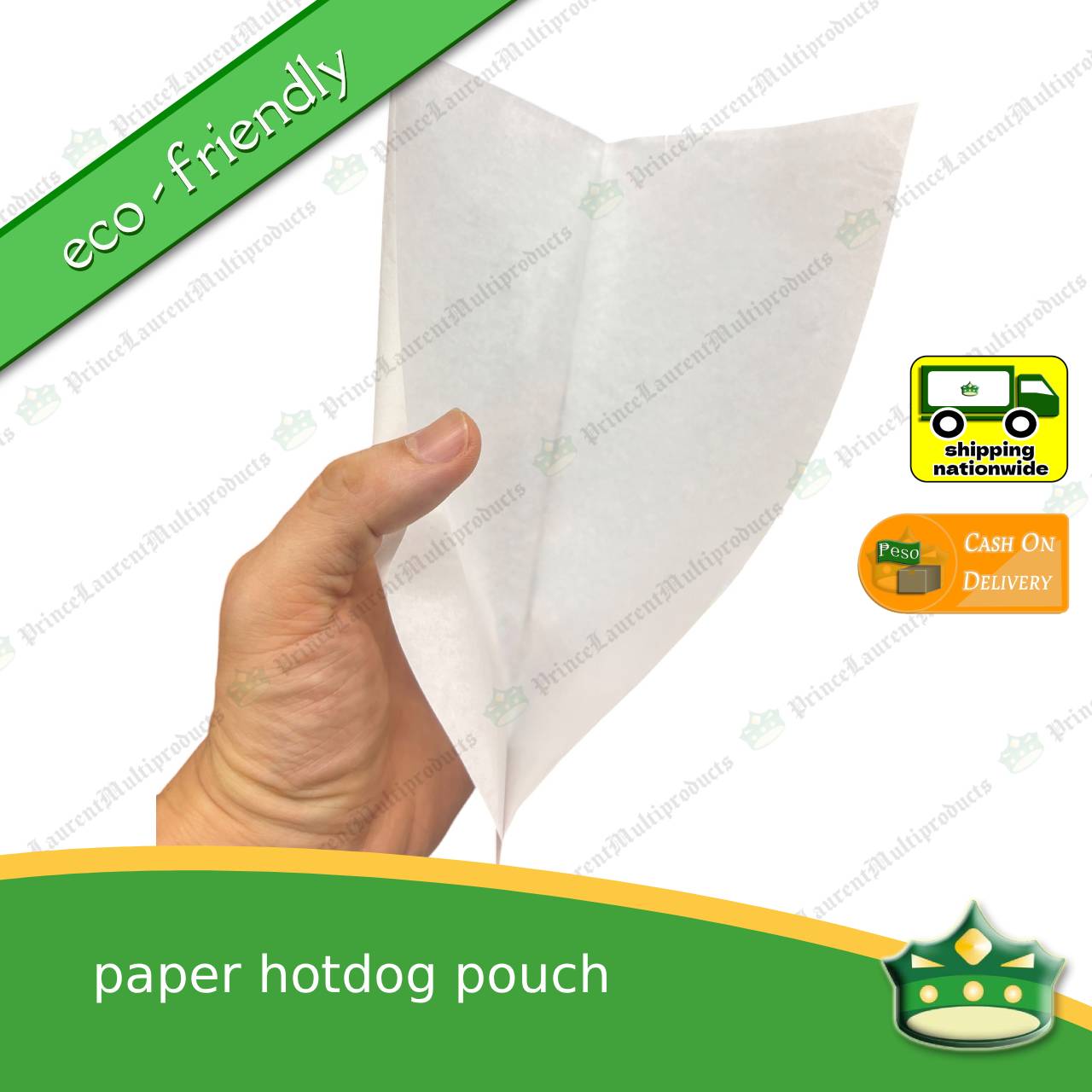 [1000 pcs] paper hotdog pouch L-line shaped sealed for food service or as takeout packaging eco-friendly fit for holding hotdogs in a scene of food service or takeout