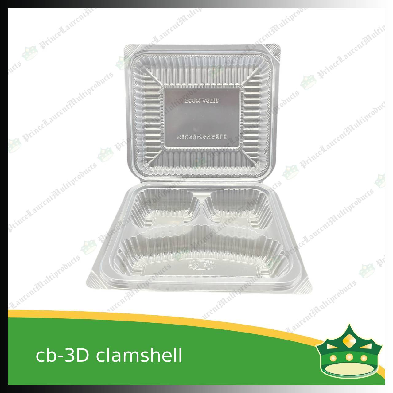 [50 pcs] 3 division plastic pp microwavable clamshell for food catering service, food box with partition