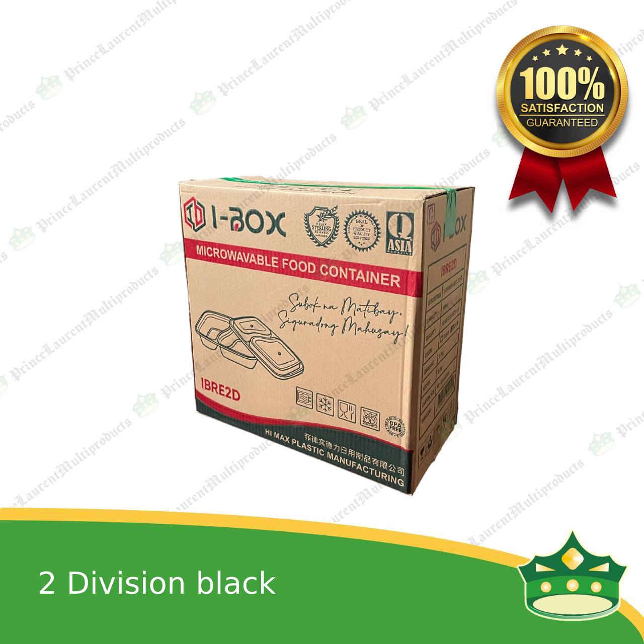 [150 pcs] iBox brand 2 division microwavable bento boxes black body clear cover for food packs & catering events parties meetings & many more