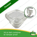 [50 pcs] clear deli square container 16oz with tamper proof lock to keep your food product fresh and safe