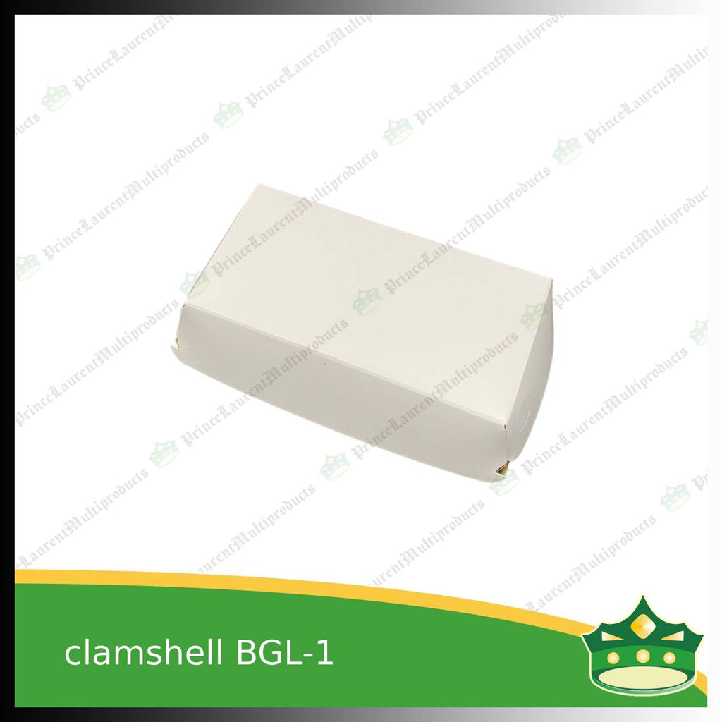 [50 pcs] clamshell white rectangular BGL-1 food box for take-out packed lunch meals