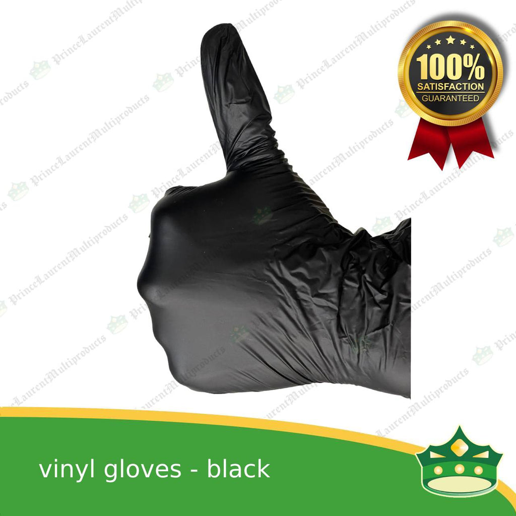 [100 pcs] vinyl disposable gloves black medium, large, XL for food preparation essential