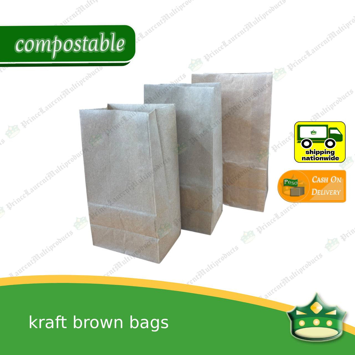 [100 pcs] kraft brown paper bag #4 / 5 / 6 for environment friendly packaging