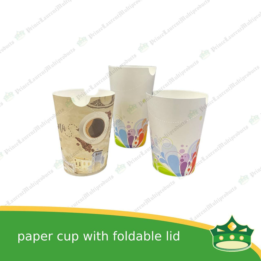 [50 pcs] paper cup with foldable lid for small cup take outs, taste test, promotional cups