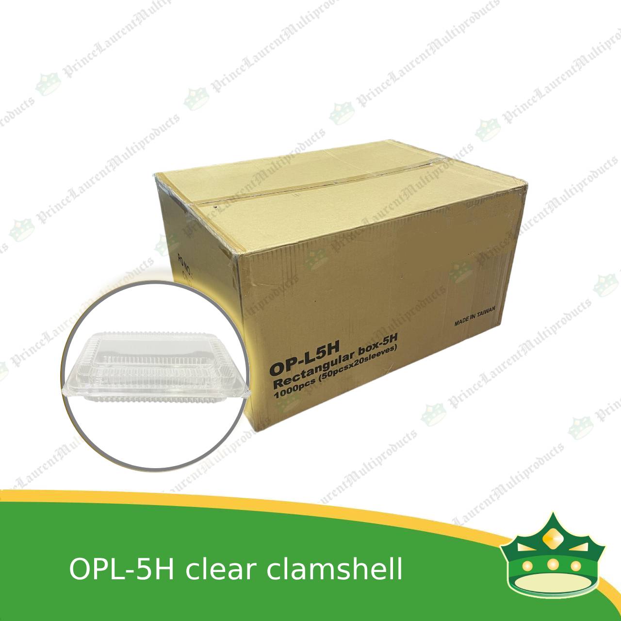 [1 case] clear clamshell OPL-5H C301 OPS clearview food containers for any food products, leche flans, tarts, macaroons, salad, fruits, baked goods