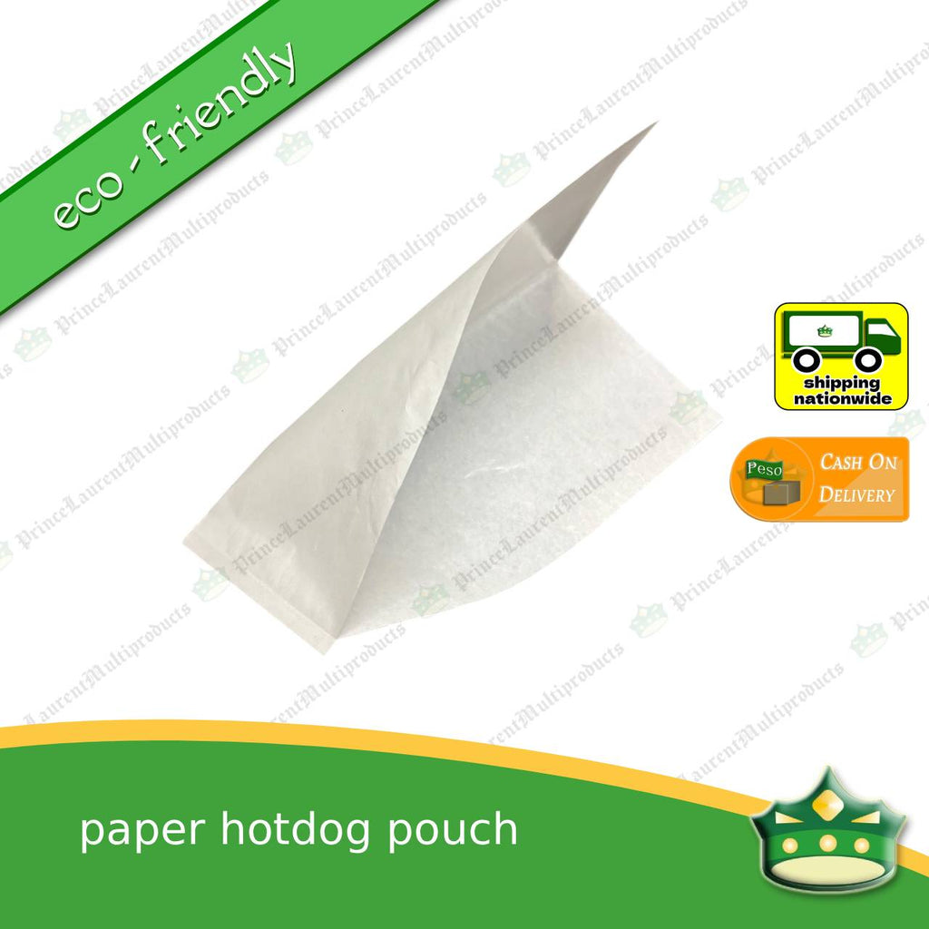 [1000 pcs] paper hotdog pouch L-line shaped sealed for food service or as takeout packaging eco-friendly fit for holding hotdogs in a scene of food service or takeout