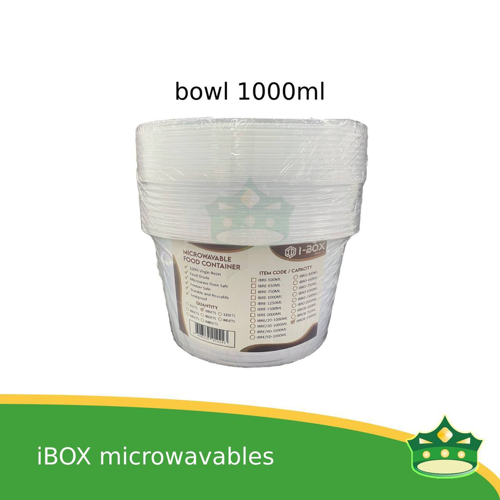 (10 pcs) IBOX brand microwavable plastic bowl containers with lid for take out of noodles soup and other food products
