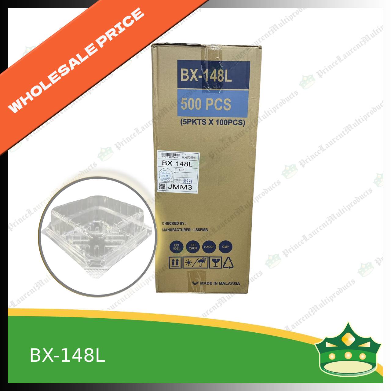 [500 pcs] clear clamshell bx-148L OPS clearview food containers (WHOLESALE PER CASE)
