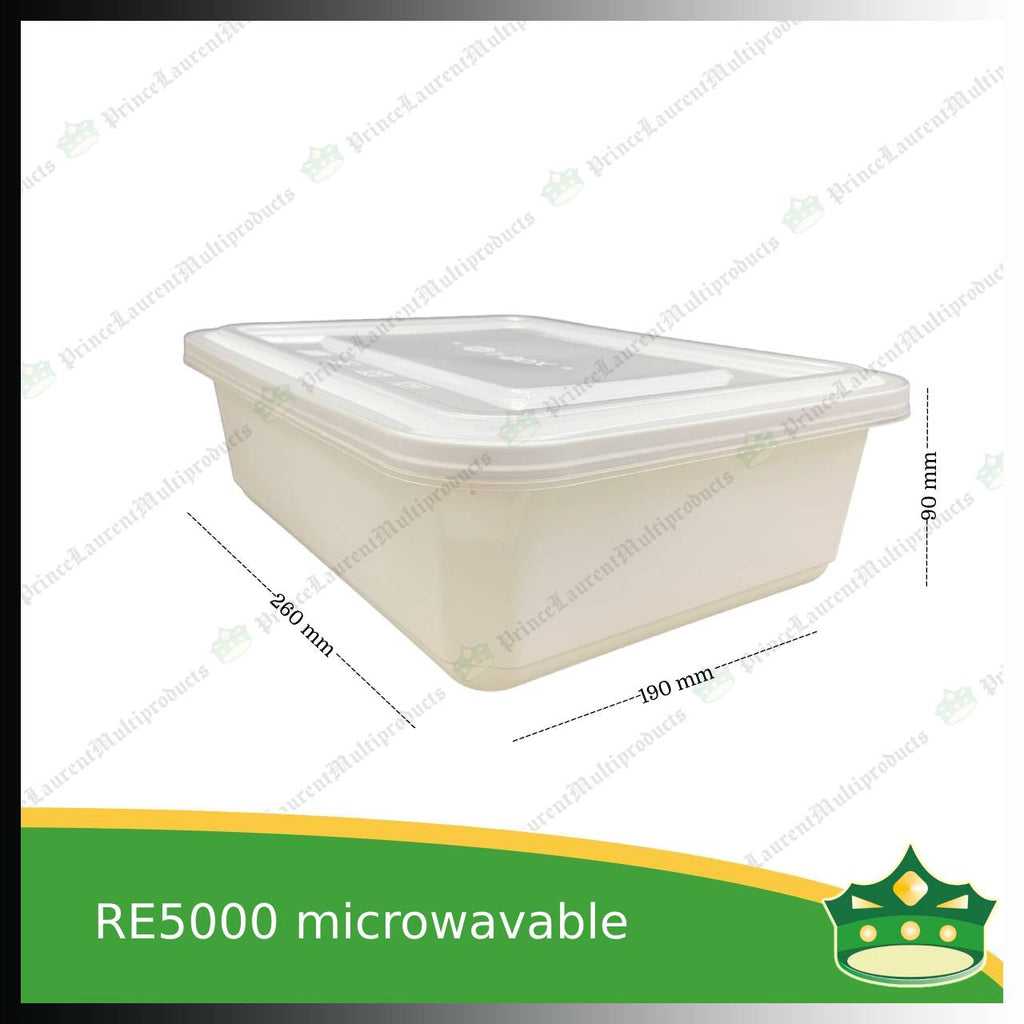 [5 pcs] IBOX brand 5000ml microwavable plastic large rectangular container with lid for take out or storage of food products
