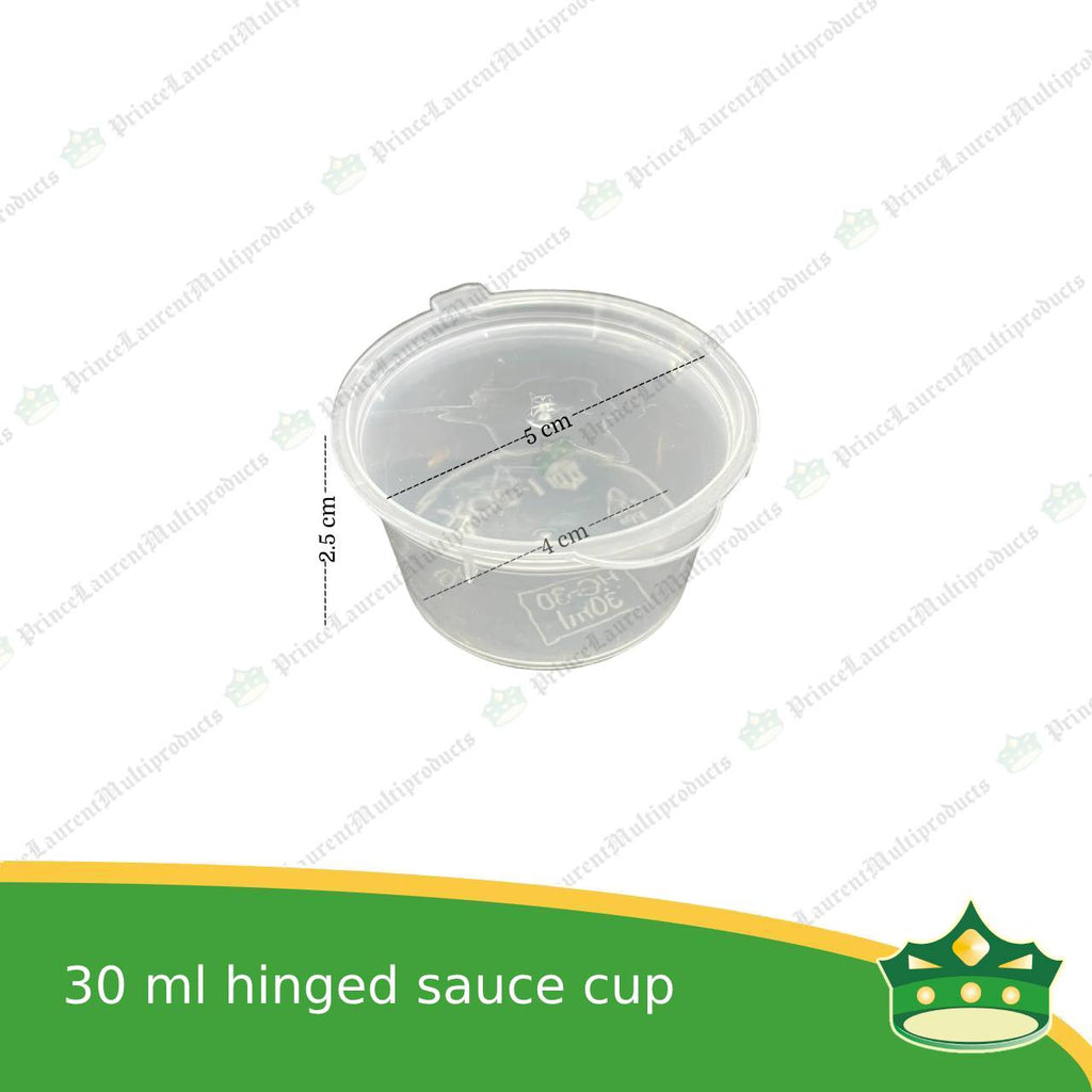 [1000 pcs] 30 ml hinged sauce cup clear microwavable plastic with attached lid for take out of sauce gravy specimen / sample cup