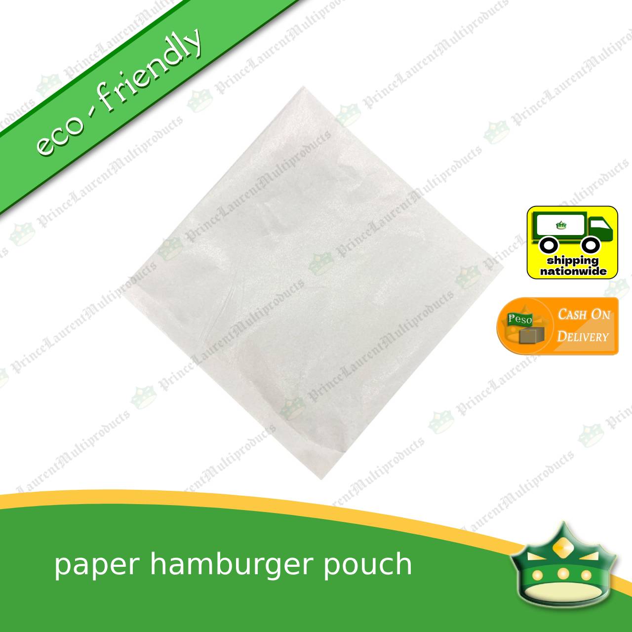 [1000 pcs] paper hamburger pouch L-line shaped sealed for food service or as takeout packaging eco-friendly fit for holding burgers in a scene of food service or takeout