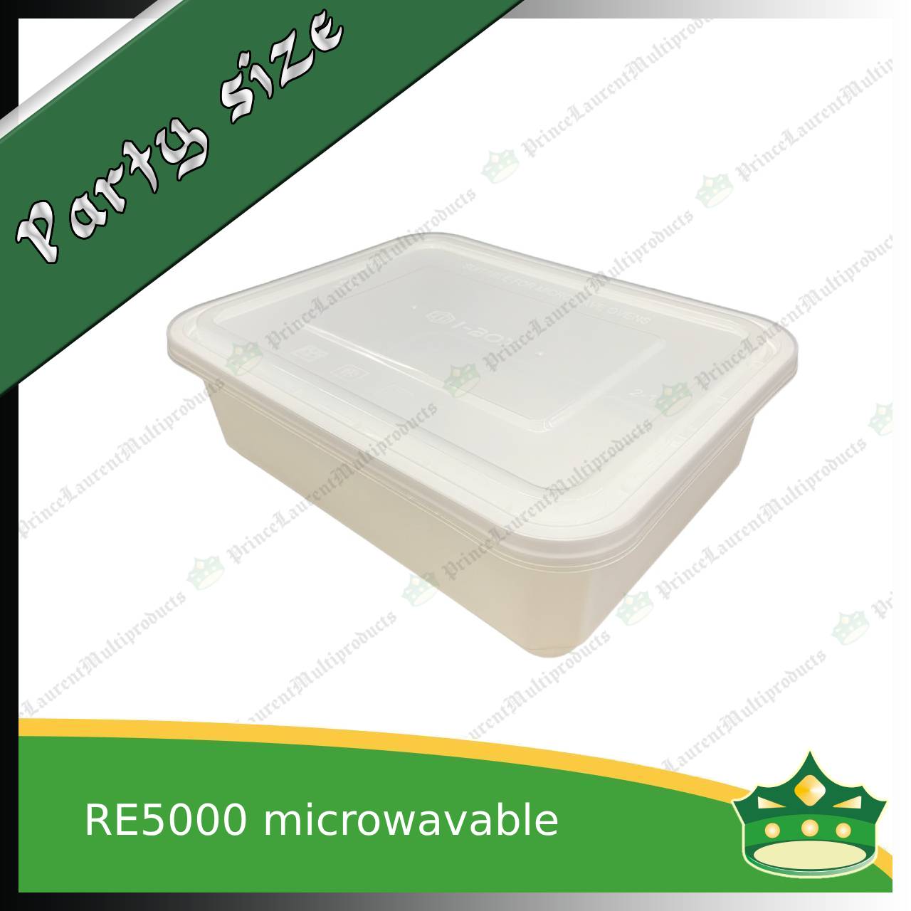 [5 pcs] IBOX brand 5000ml microwavable plastic large rectangular container with lid for take out or storage of food products