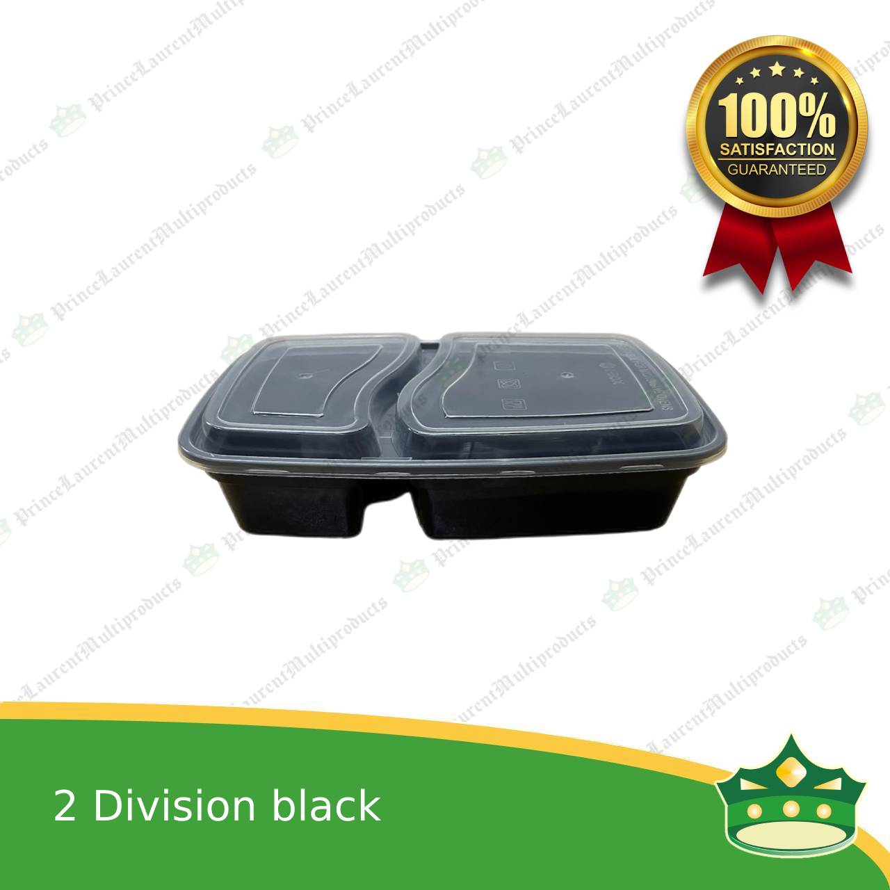[150 pcs] iBox brand 2 division microwavable bento boxes black body clear cover for food packs & catering events parties meetings & many more