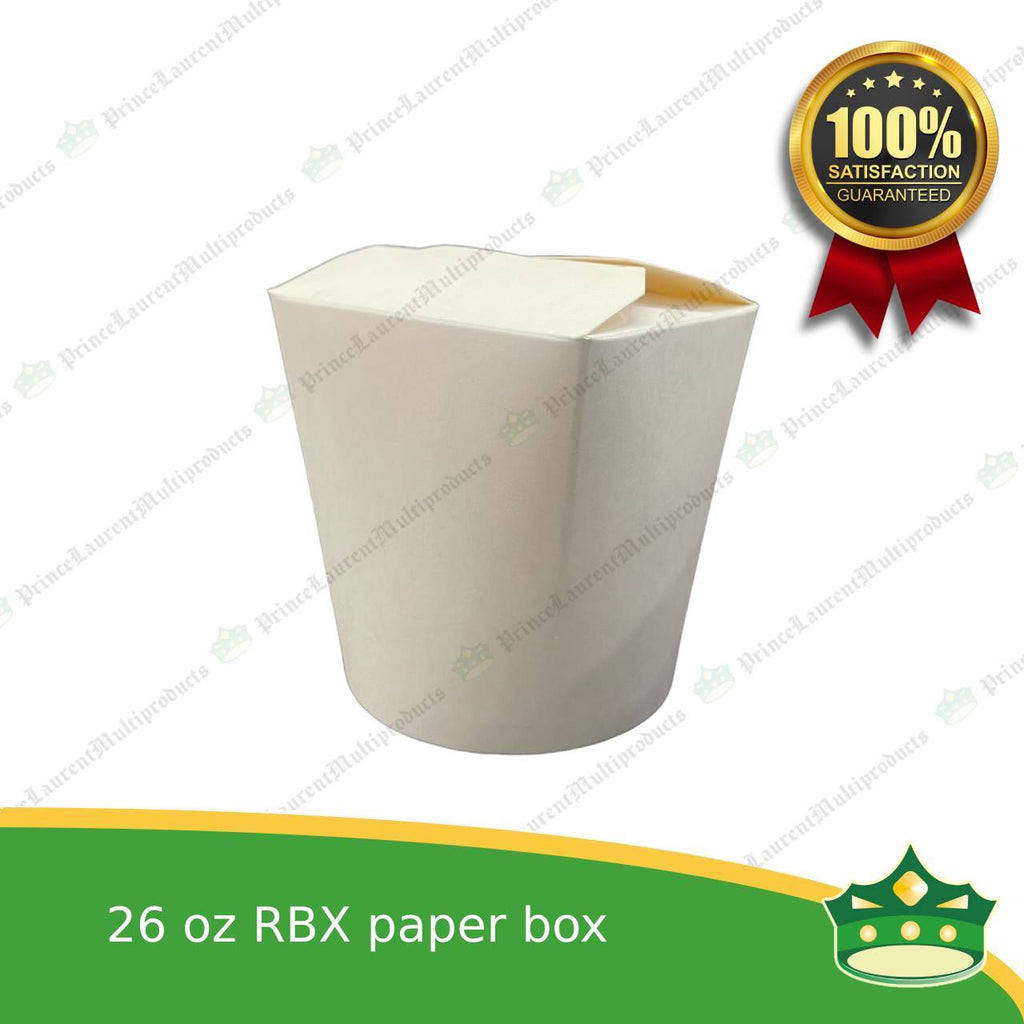 [50 pcs] noodle box 26 oz / noodle cup paper /rice in a box 770cc white with PE lamination for take-outs of noodles, pasta, ricetoppings, meatballs and so much more