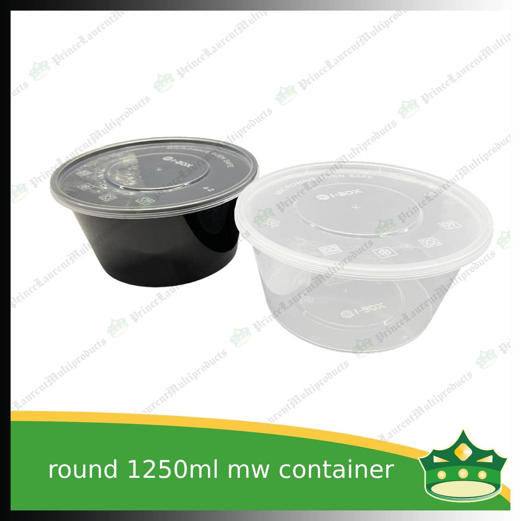 [30 pcs] IBOX brand 1250ml microwavable plastic large bowl containers with lid for take out of noodles soup and other food products