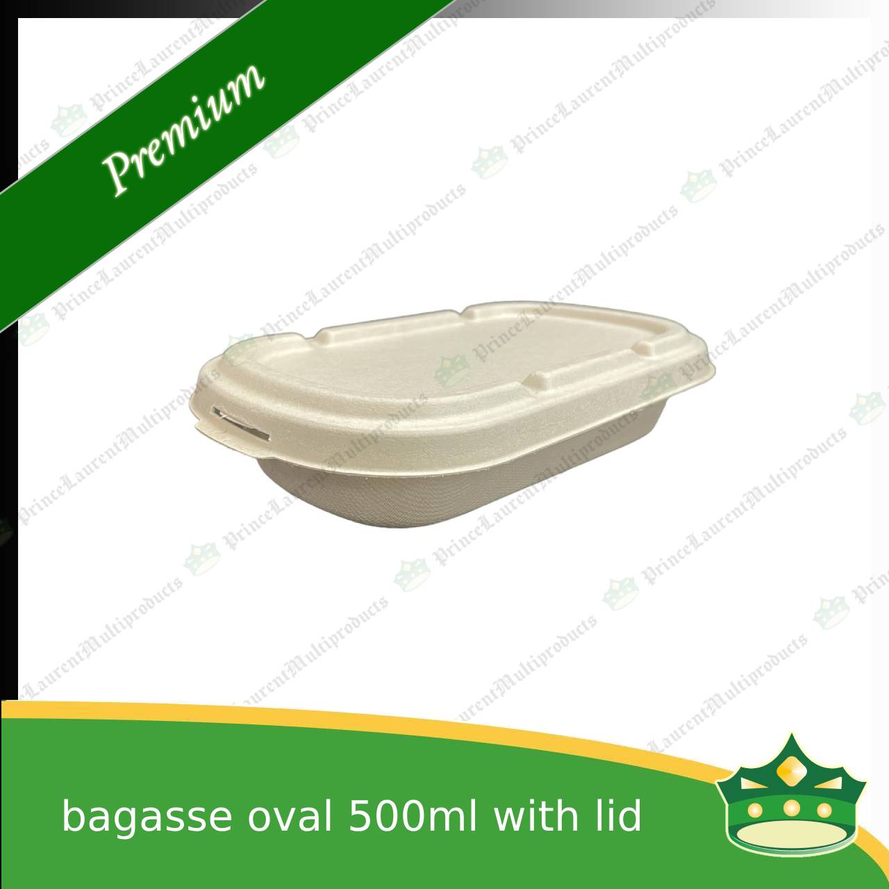[50 pcs] bagasse oval 500ml container with lid for compostable biodegradable take away boxes