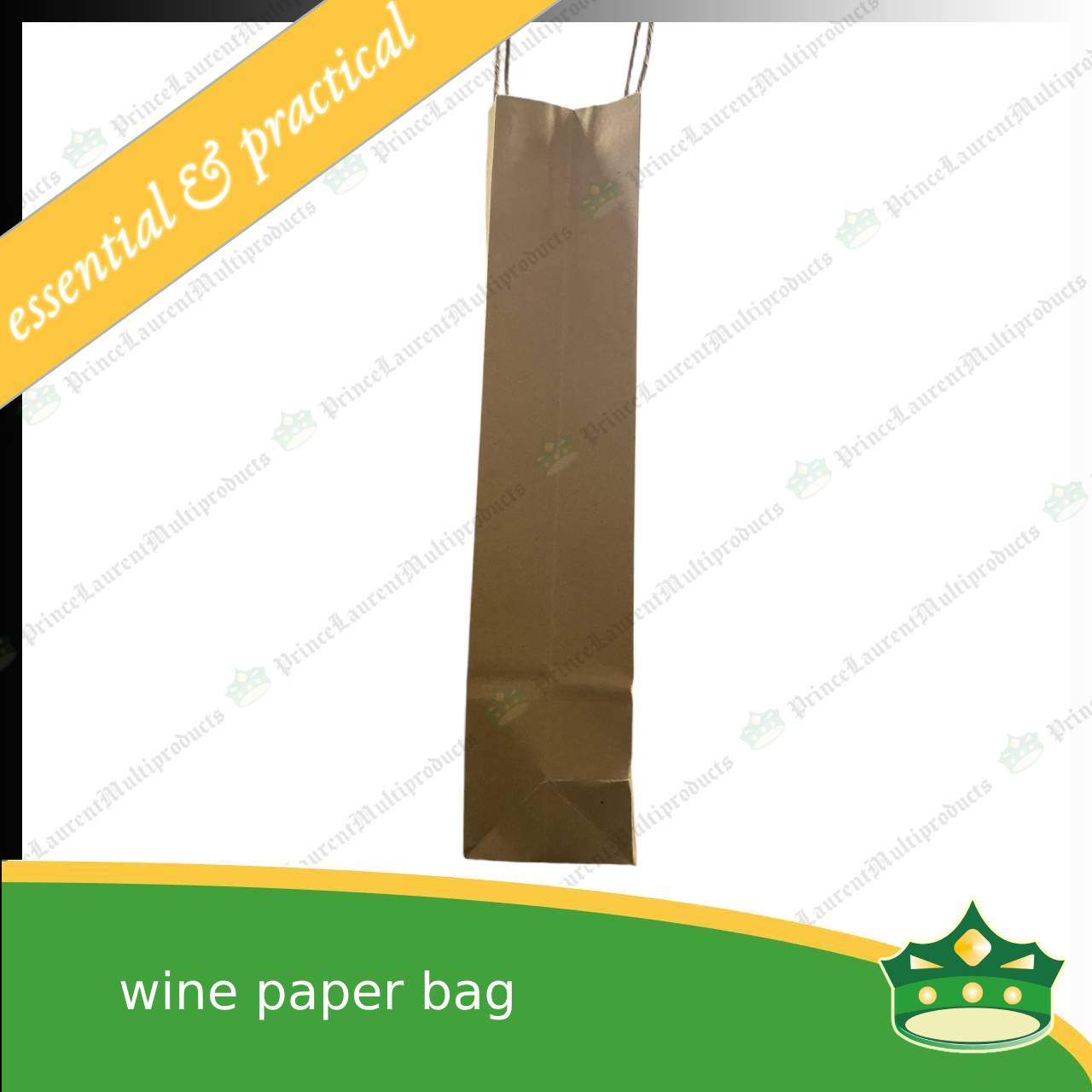 [50 pcs] wine paper bag with handle (80x150x380mm)