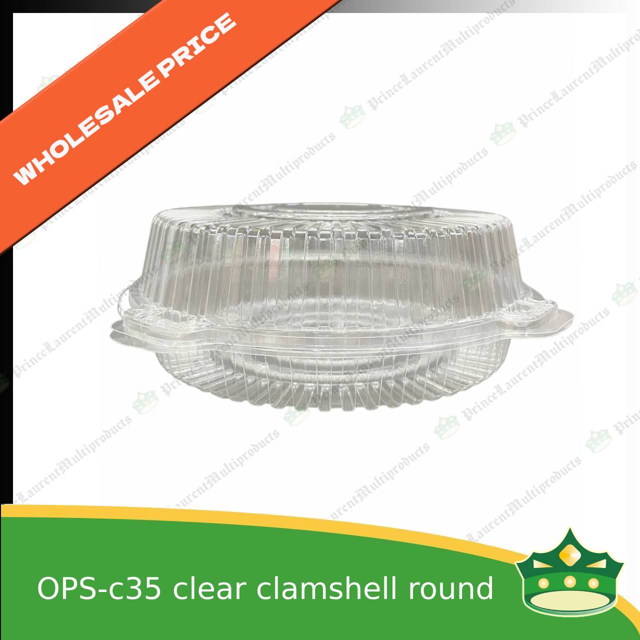 [1 case] clear clamshell OPS-c35 round OPS clearview food containers for any food products, muffins, cakes, chiffon, cupcakes, salad, fruit, baked goods