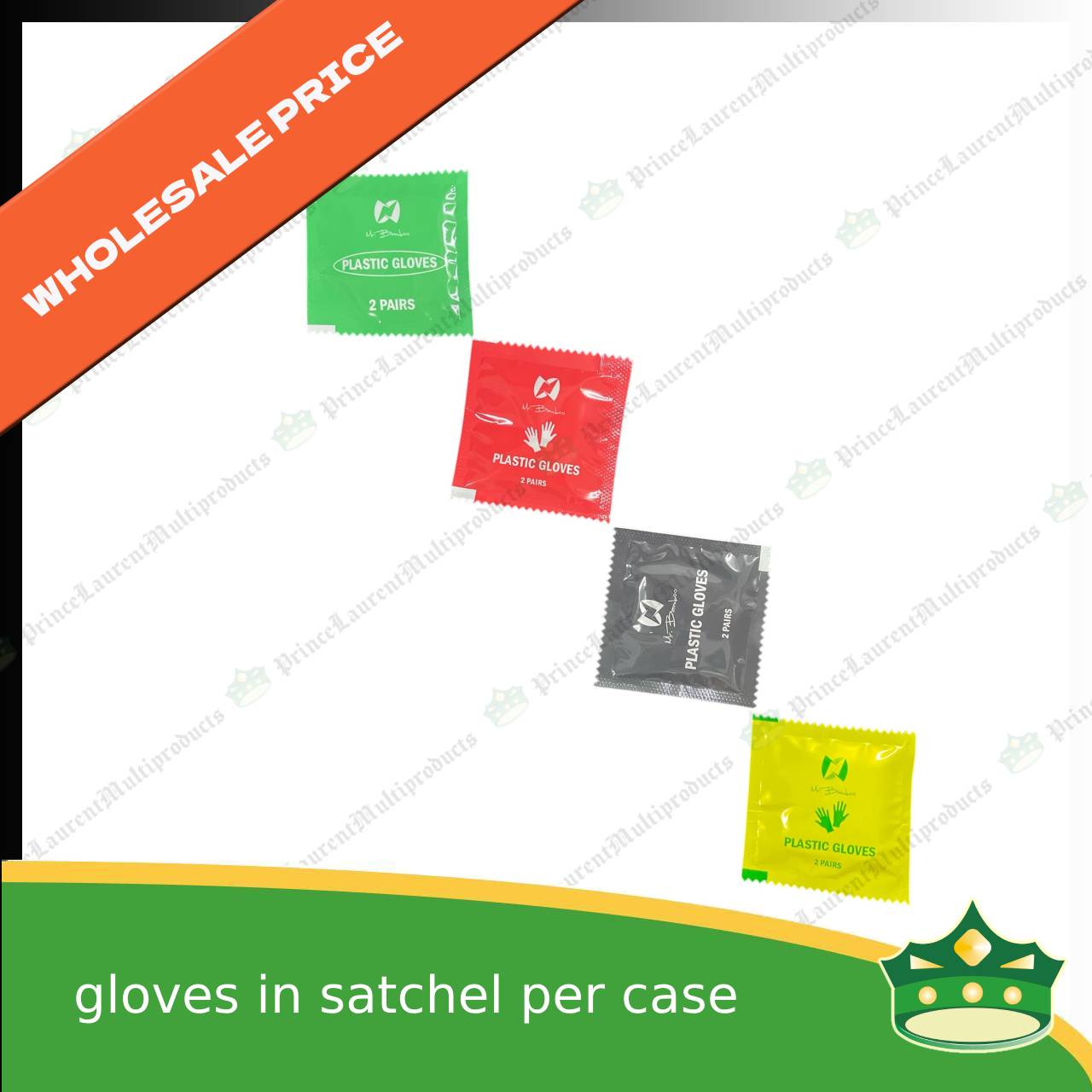 [1 case] plastic disposable gloves transparent 2 pieces individually packed in satchet (wholesale)