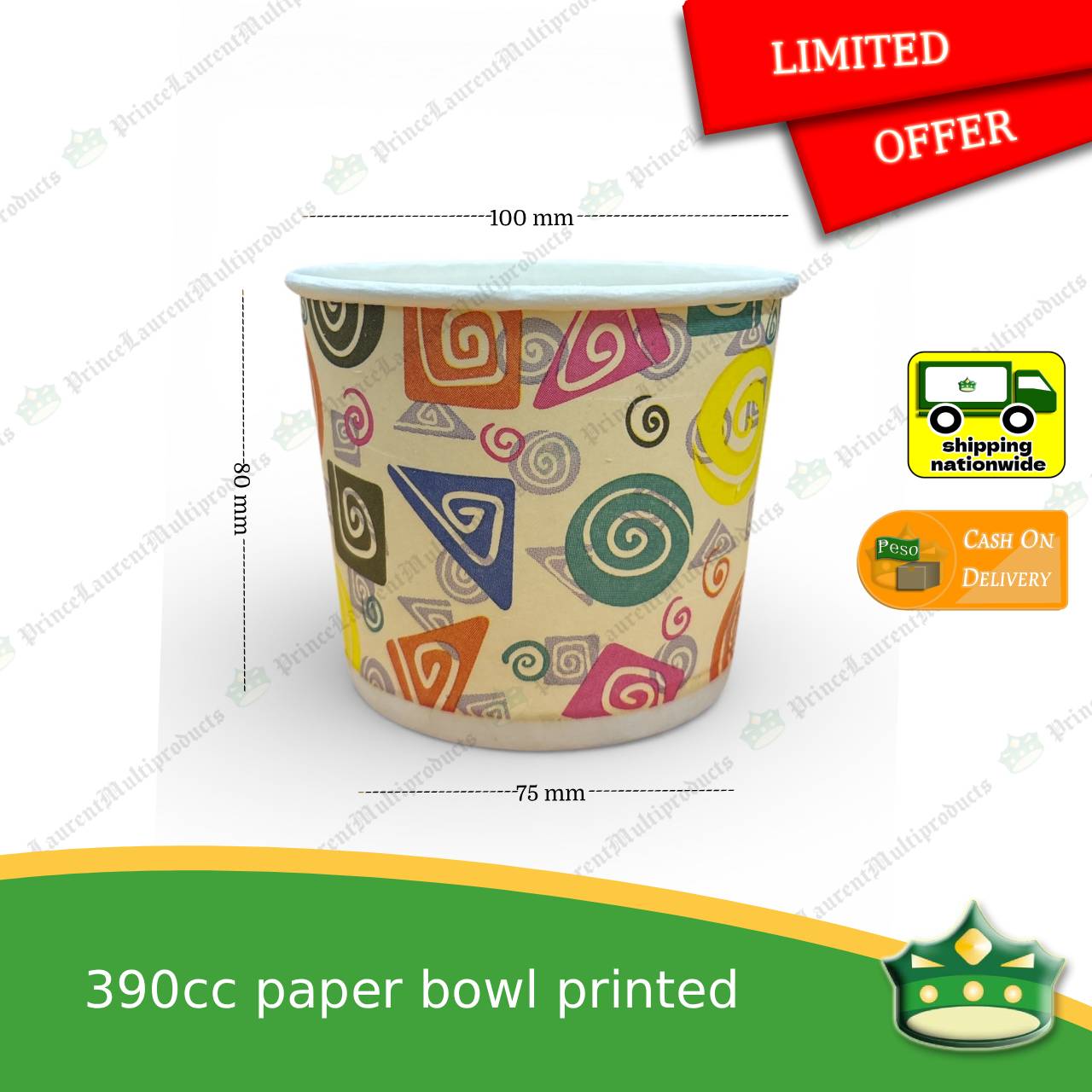 [1000 pcs] [limited only] paper bowl 390cc printed laminated with print as disposable bowl