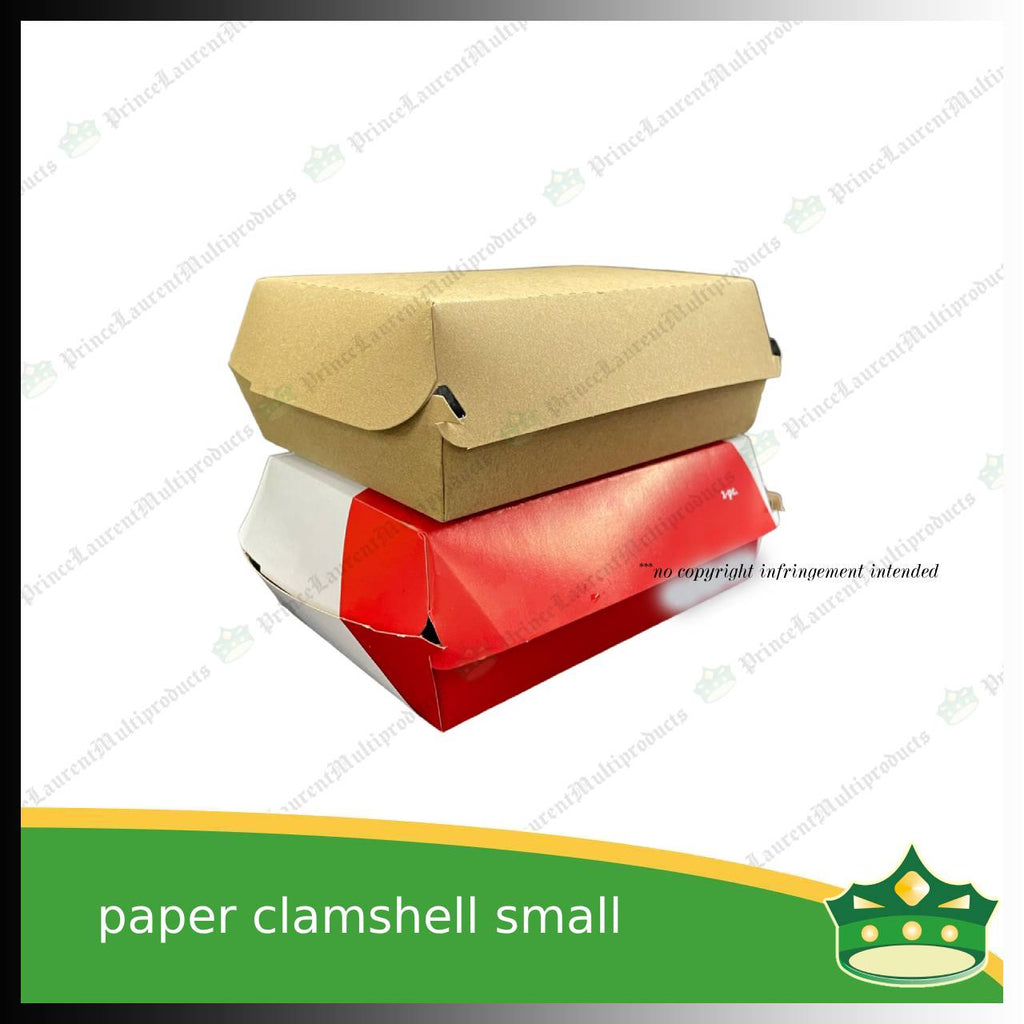 [50 pcs] paper clamshell small silver coated leak proof for take-out, packed meal, ulam viands, rice toppings, noodles, pansit, merienda