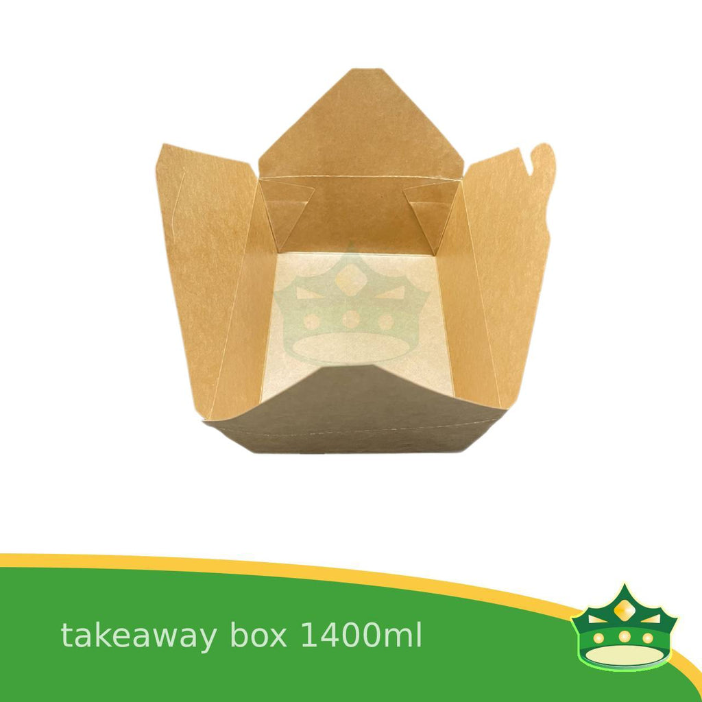 [50 pcs] takeaway box kraft 1400ml laminated for take-out meals, viands, snacks, noodes, pansit, ulam, rice toppings, fried chicken, chicken pops and other products, saucy food