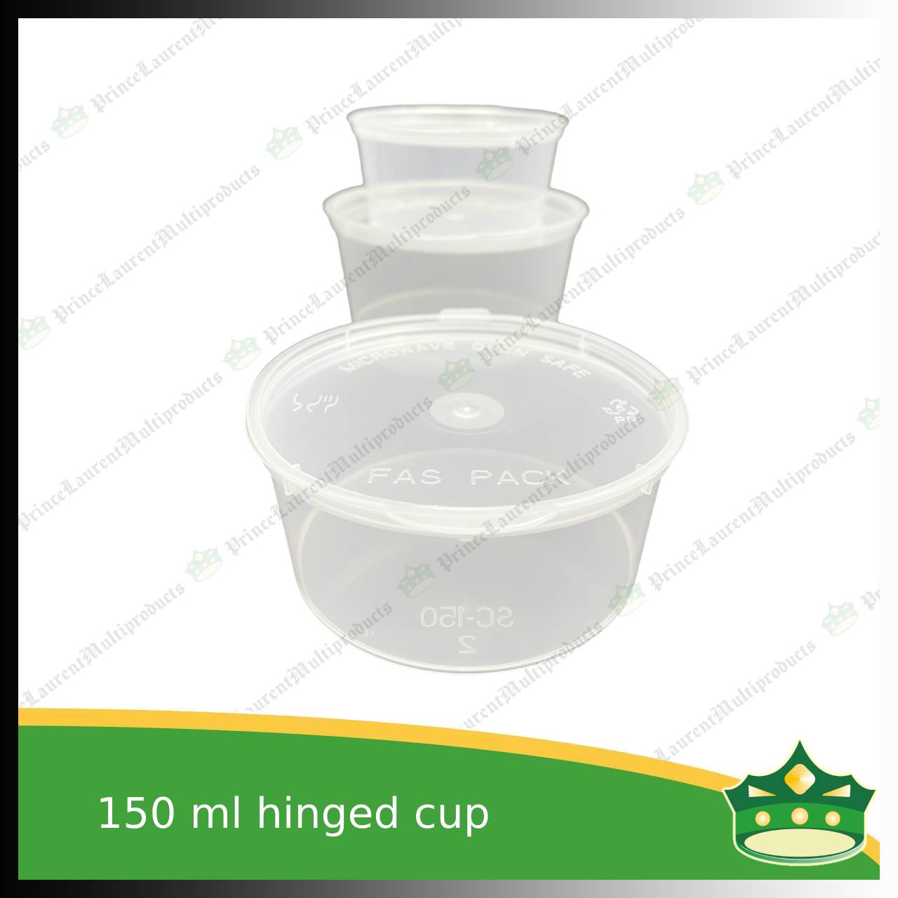 [60 pcs] 150 ml hinged sauce cup clear microwavable plastic with attached lid for take out of sauce gravy specimen / sample cup