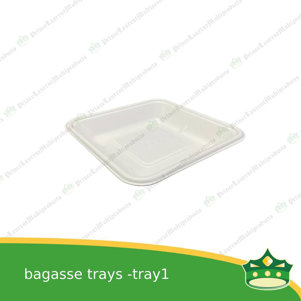 [25 pcs] bagasse paper tray square 5x5 inches fruit tray as grocery packaging, fruit repacking, vegetable repacking, meat repackaging, frozen products repacking, produce packing