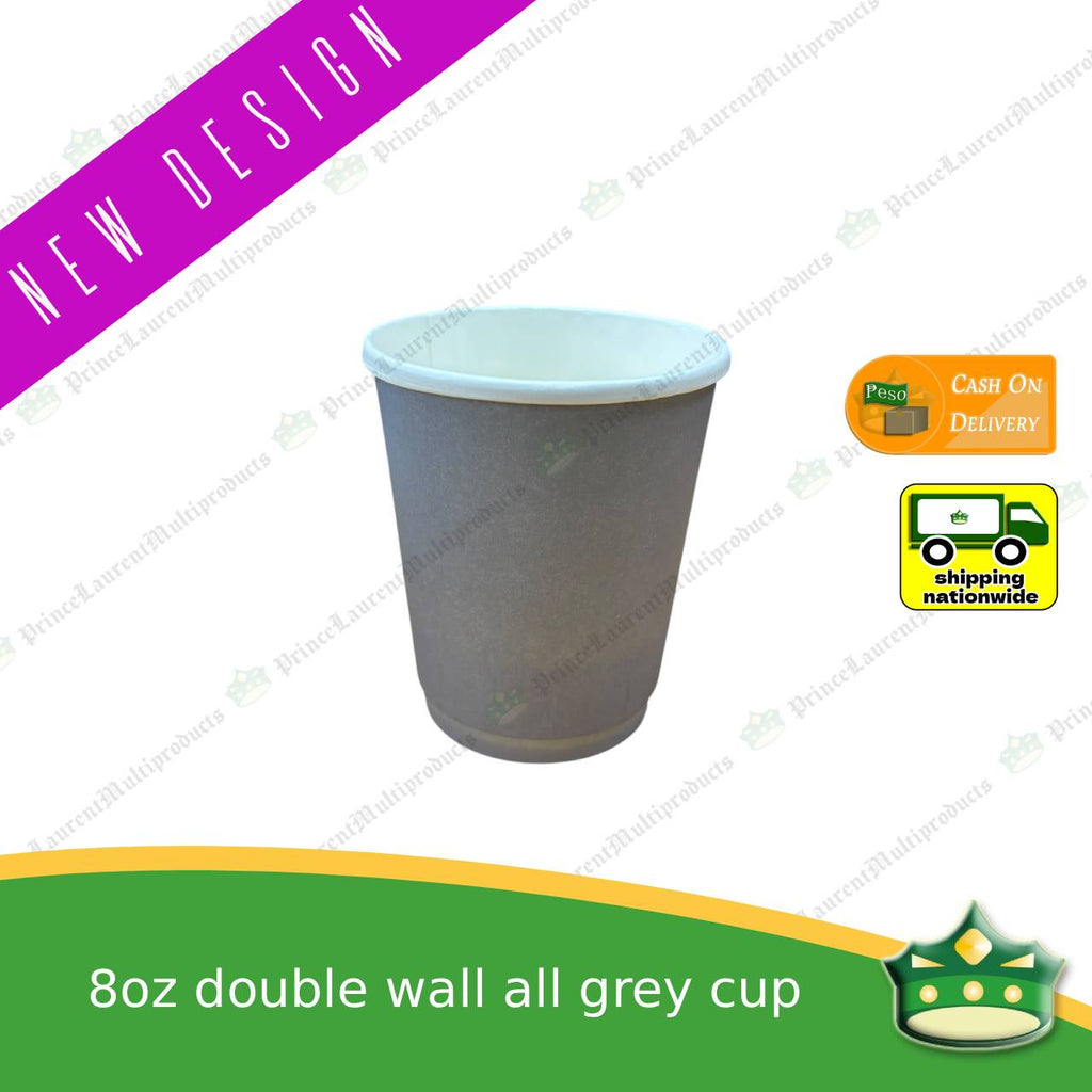 [25 pcs] double walled coffee cup GREY 8oz 12oz 16oz for brew coffee, brew tea, hot chocolate or any hot beverages