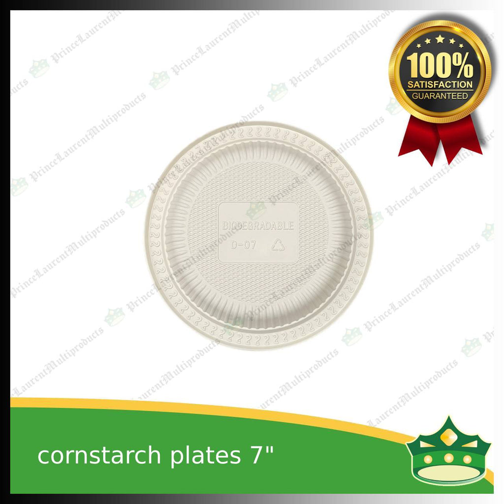 [50 pcs] 7 inch plate compostable cornstarch biodegradable serving plate